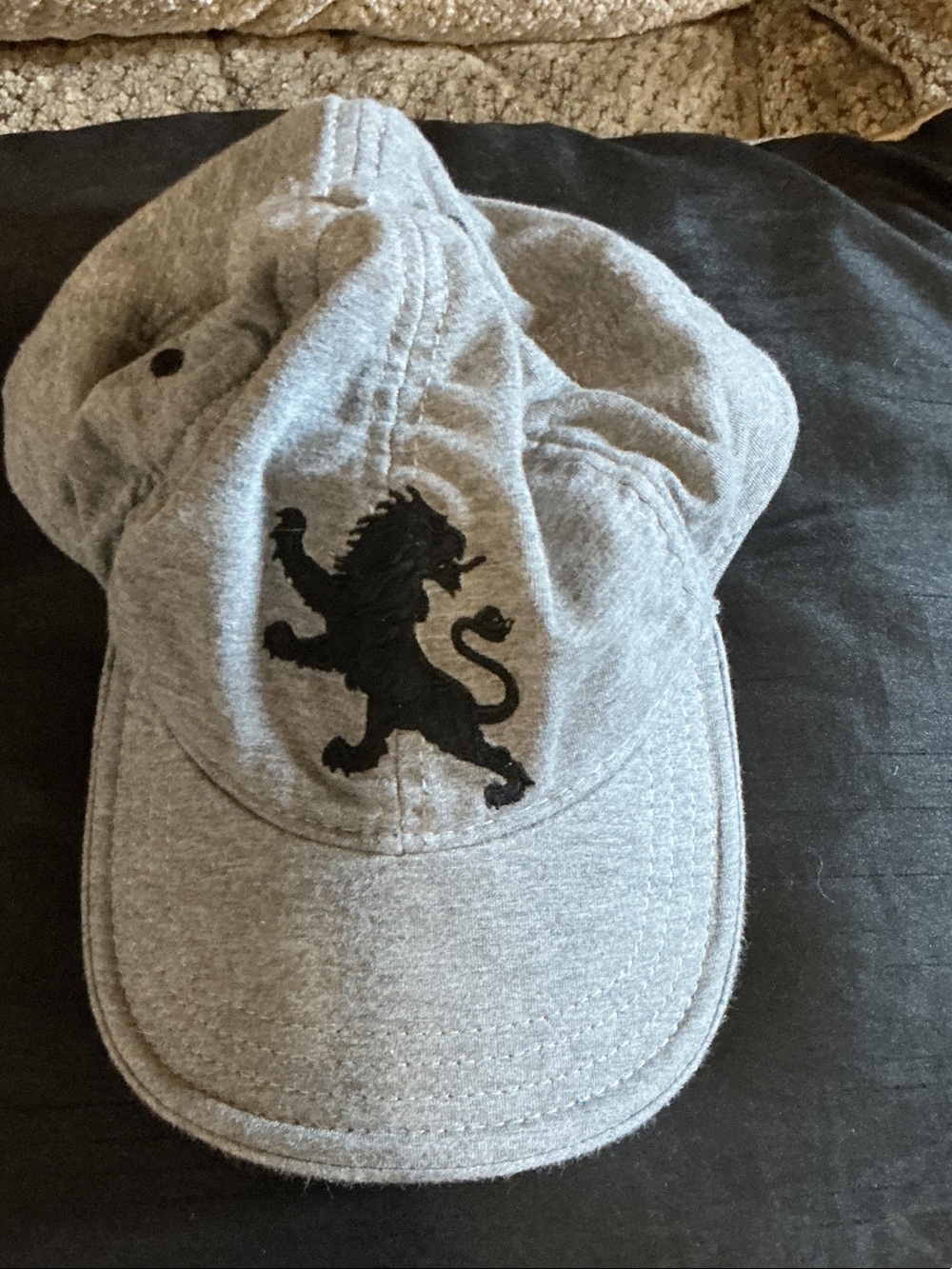 Grey mens Cap with Black Lion Emblem express great condition